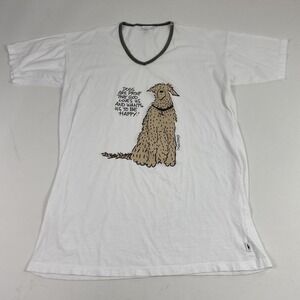 Vintage Emerson Street Shirt Womens One Size White Dog Graphic Quote Ringer Tee
